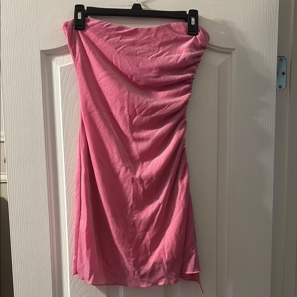 Princess Polly Pink Sparkly Mini Strapless Dress size 6